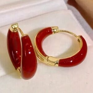 Minimalist Geometric Circle Huggie Hoops, Elegant Chic Festive Earrings